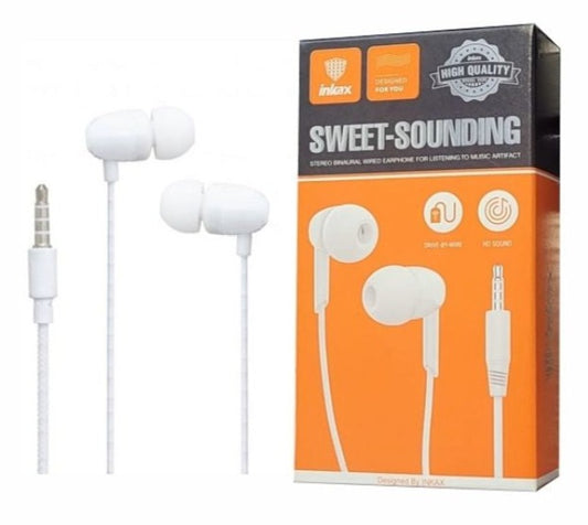 Inkax Sweet Sounding White Earphone 1Pc