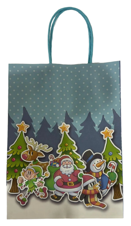 Christmas Paper Bag With Handle 12 Pcs