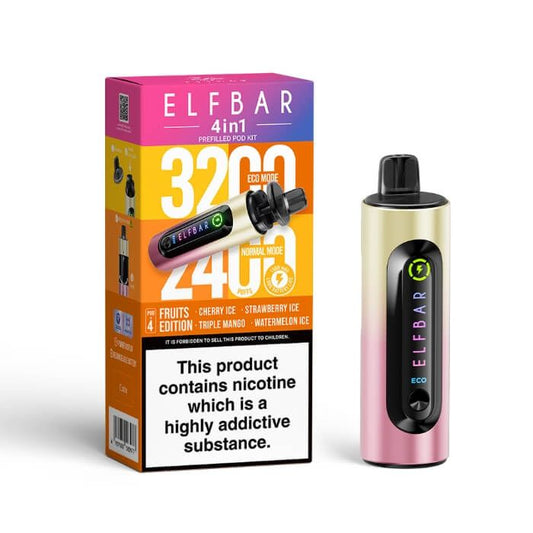 Elfbar 4 In 1 Fruits Edition 3200 Puffs Rechargeable Battery 5 Pcs
