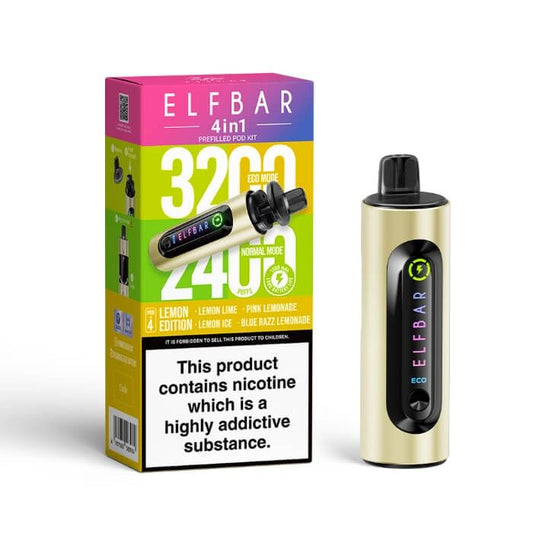 Elfbar 4 In 1 Lemon Edition 3200 Puffs Rechargeable Battery 5 Pcs