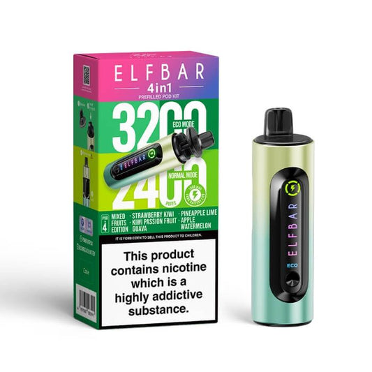 Elfbar 4 In 1 Mixed Fruits Edition 3200 Puffs Rechargeable Battery 5 Pcs