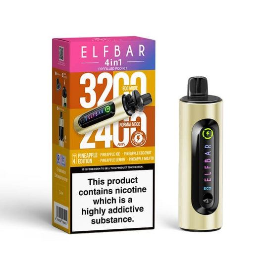 Elfbar 4 In 1 Pineapple Edition 3200 Puffs Rechargeable Battery 5 Pcs