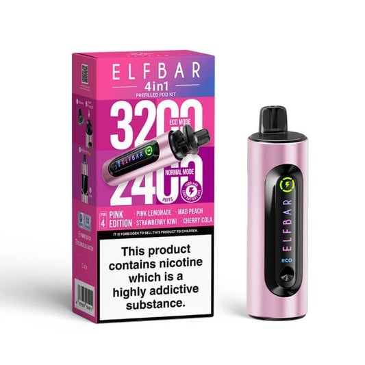 Elfbar 4 In 1 Pink Edition 3200 Puffs Rechargeable Battery 5 Pcs