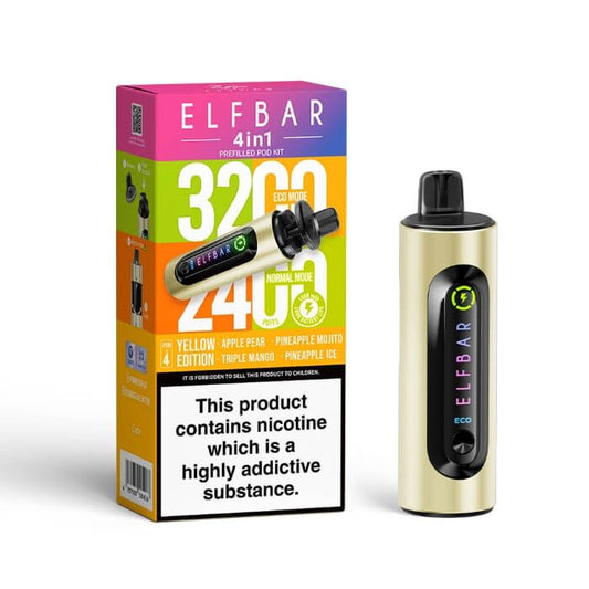 Elfbar 4 In 1 Yellow Edition 3200 Puffs Rechargeable Battery 5 Pcs