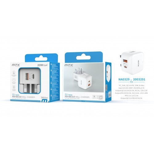 M-TK USB & Type-C Charger Adapter 20W