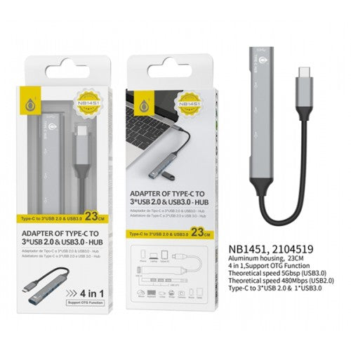 One Plus Type-C - 3 USB Hub Black