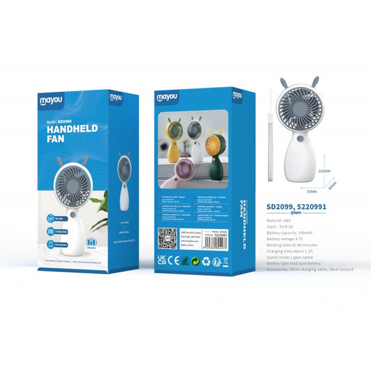 Mayou Handheld Fan 300mAh White