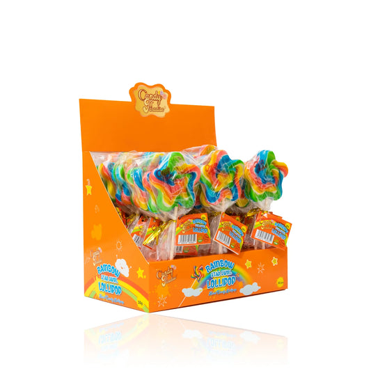 Candy Paradise Rainbow Star Swirl Lollipop 50g x 30 Pk