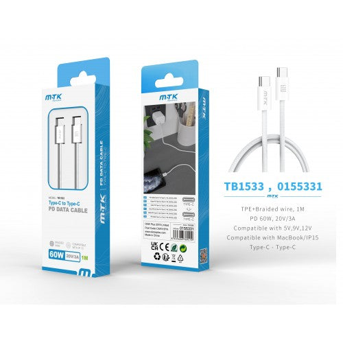 M-TK PD Data Cable 1M Type-C - C White