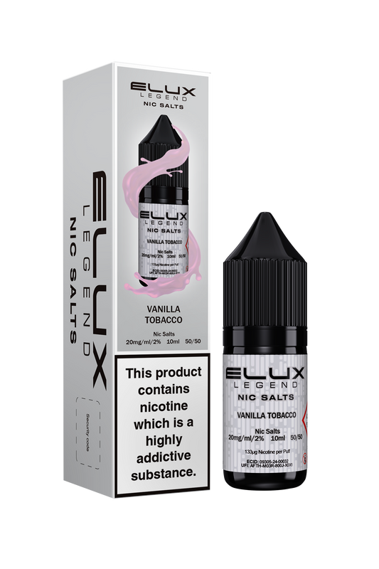 Elux Nic Salts 20mg 10 Pk Vanilla Tobaco