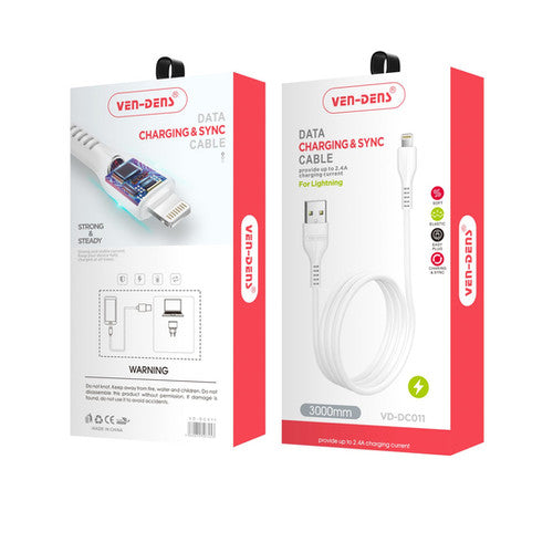 Ven-Dens USB To Lightg Data Cable 3000mm
