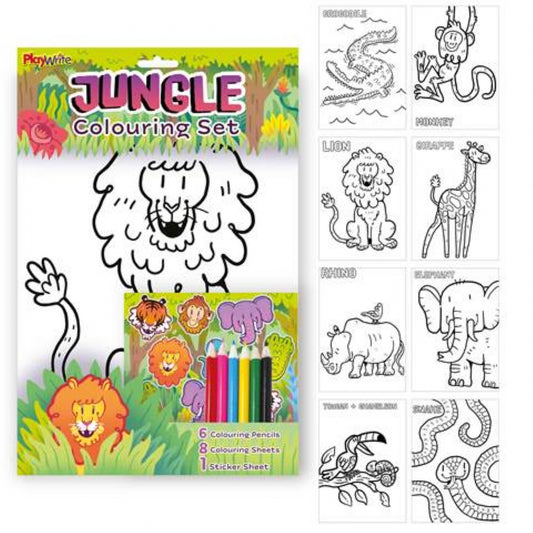 Jungle Animal Colouring Set 12 Pcs