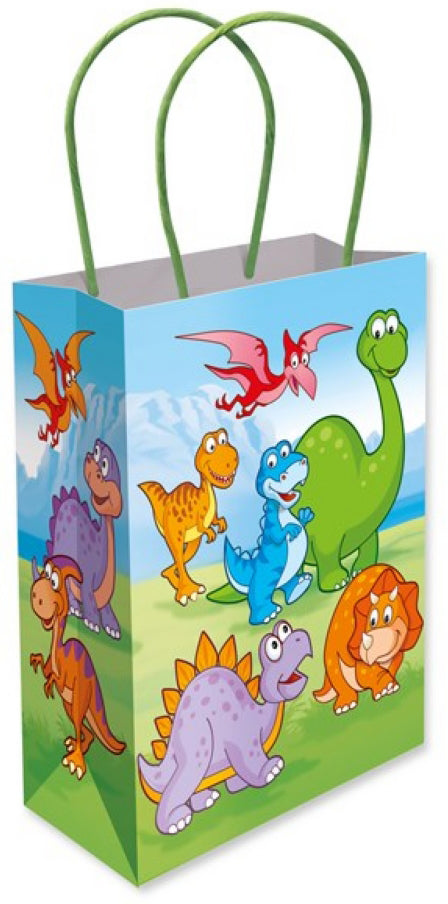 Dinosaur Paper Bag With Handle 12 Pcs