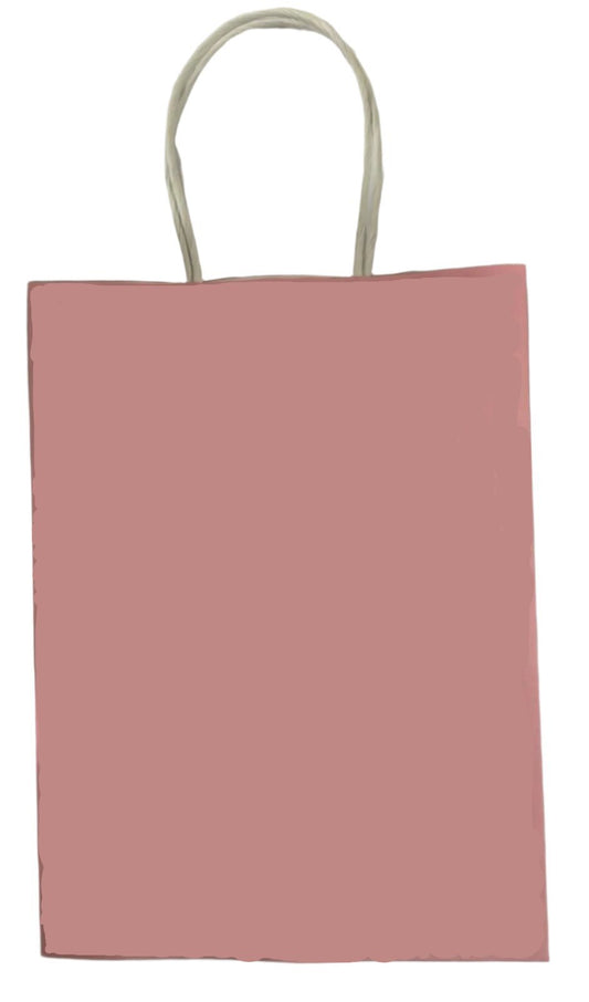 Baby Pink Paper Bag With Handle 12 Pcs