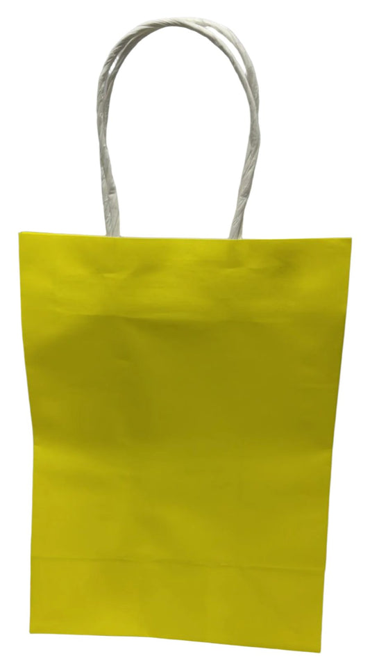 Canary Yellow Paper Bag With Handle 12 Pcs