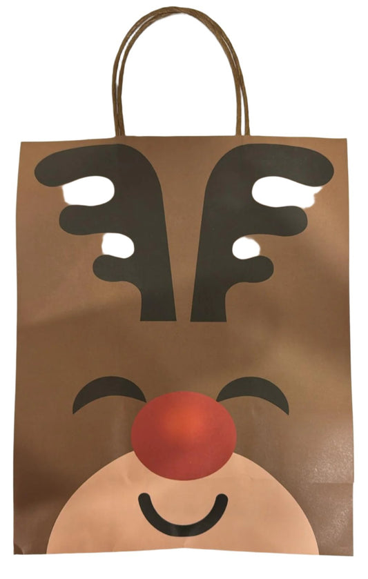 Rudolph Paper Bag With Handle 12 Pcs