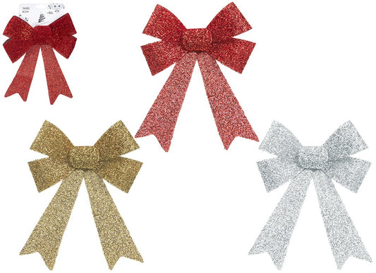 Snow White Tinsel Bow 22x32x7cm