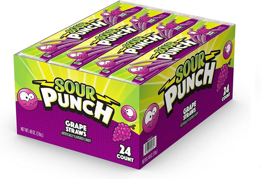 Sour Punch Straws Grape 57g x 24