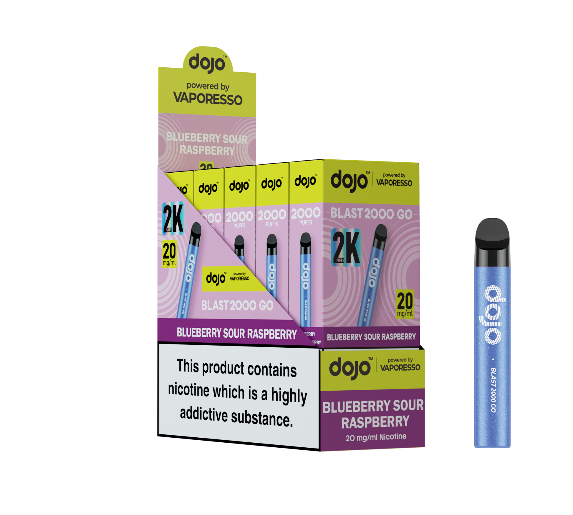 Dojo Blast 2000 Go Pod Kit 5 Pcs Blueberry Sour Raspberry