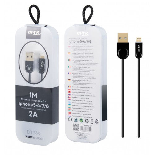 M-TK USB To Iphone Black 2A 1m