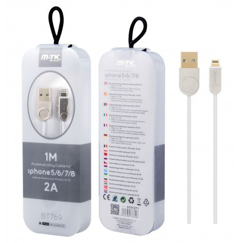 M-TK USB To Iphone White 2A 1m