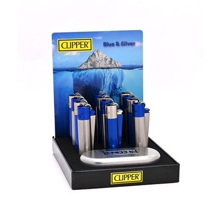 Clipper Metal Flint Blue & Silver 12 Pk