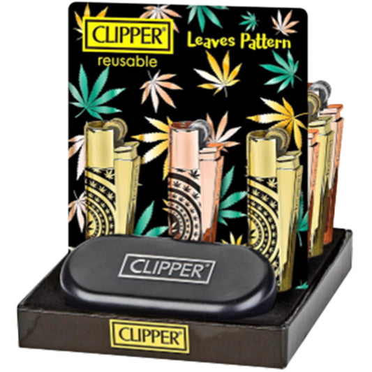 Clipper Metal Flint Lvs Patrn Gold 12 Pk