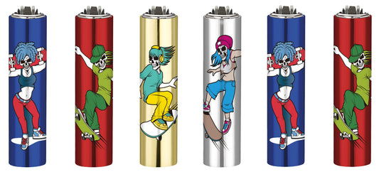Clipper Metal Lighter Skate Skull 30 Pcs