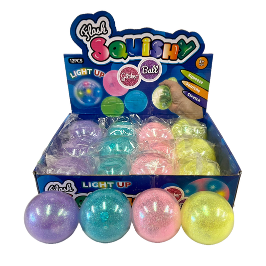 Flash Squishy Glitter Ball 12 Pcs