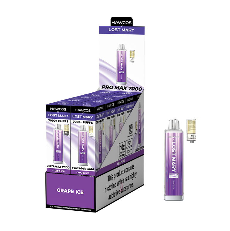 Lost Mary Pro Max Grape Ice 7000 Puffs Refillable Pod Kit 10 Pk