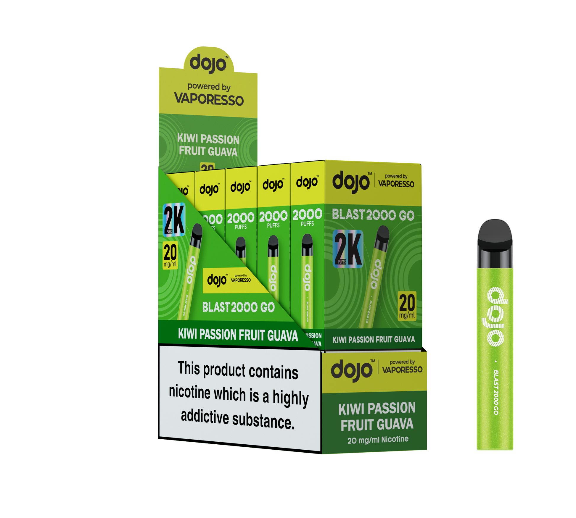 Dojo Blast 2000 Go Kiwi Passion Fruit Guava 5 Pk