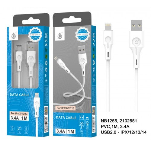 One Plus USB - Iphone Data Cable 1M Whit