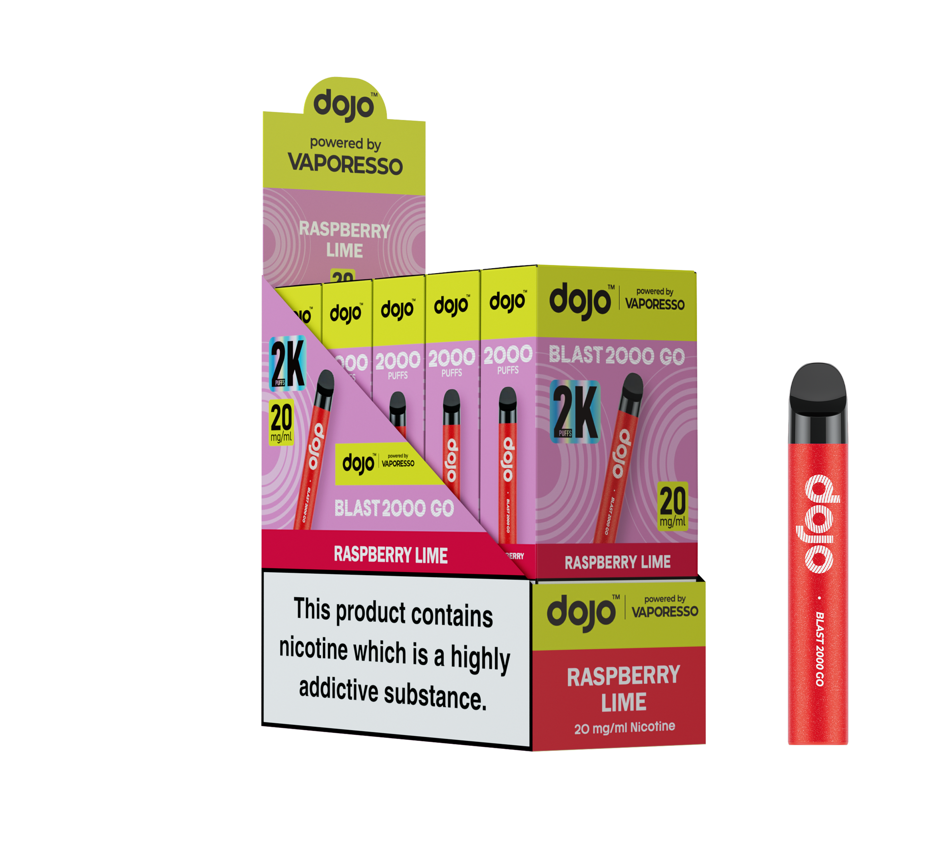 Dojo Blast 2000 Go Pod Kit 5 Pcs Raspberry Lime