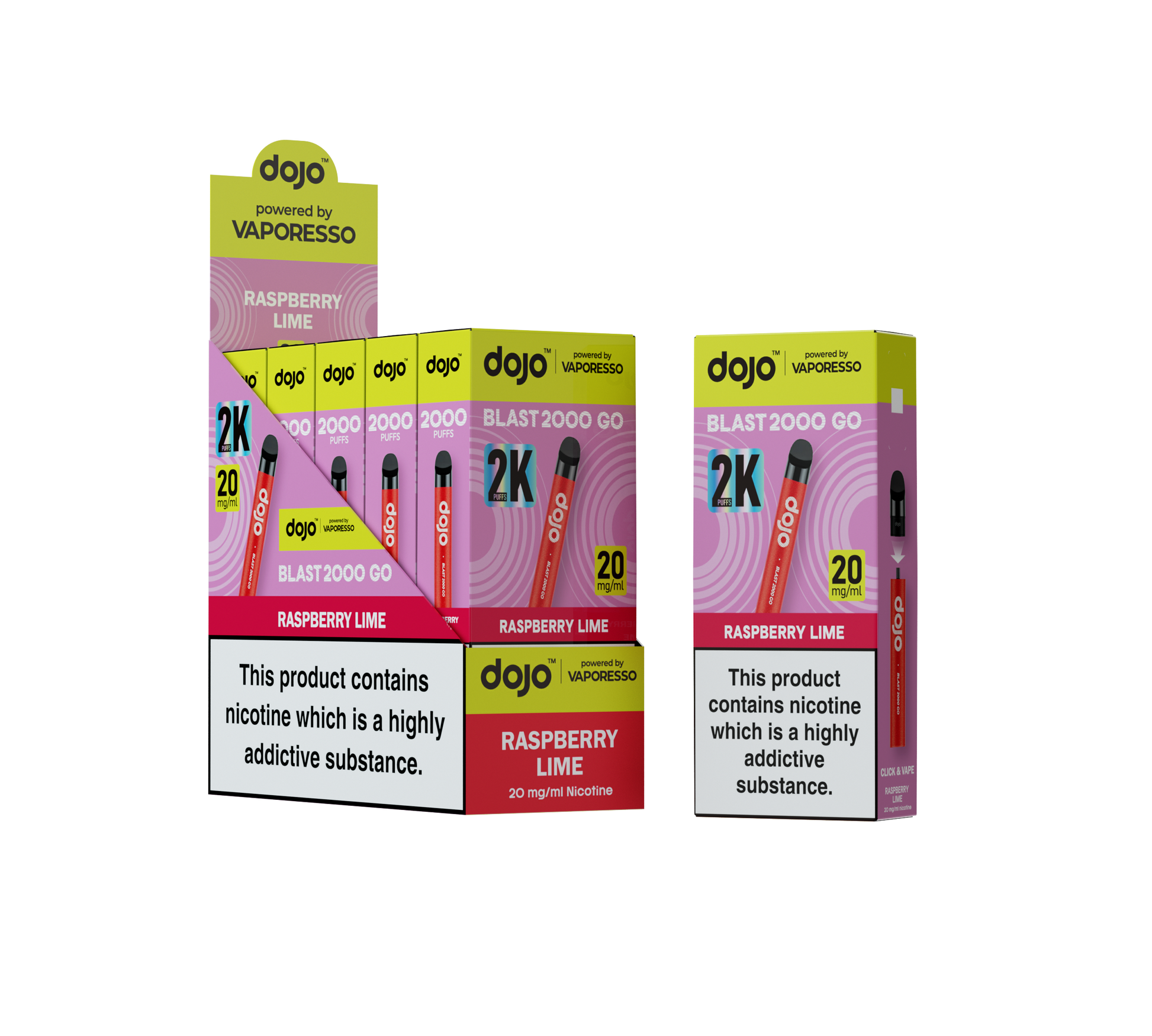 Dojo Blast 2000 Go Pod Kit 5 Pcs Raspberry Lime
