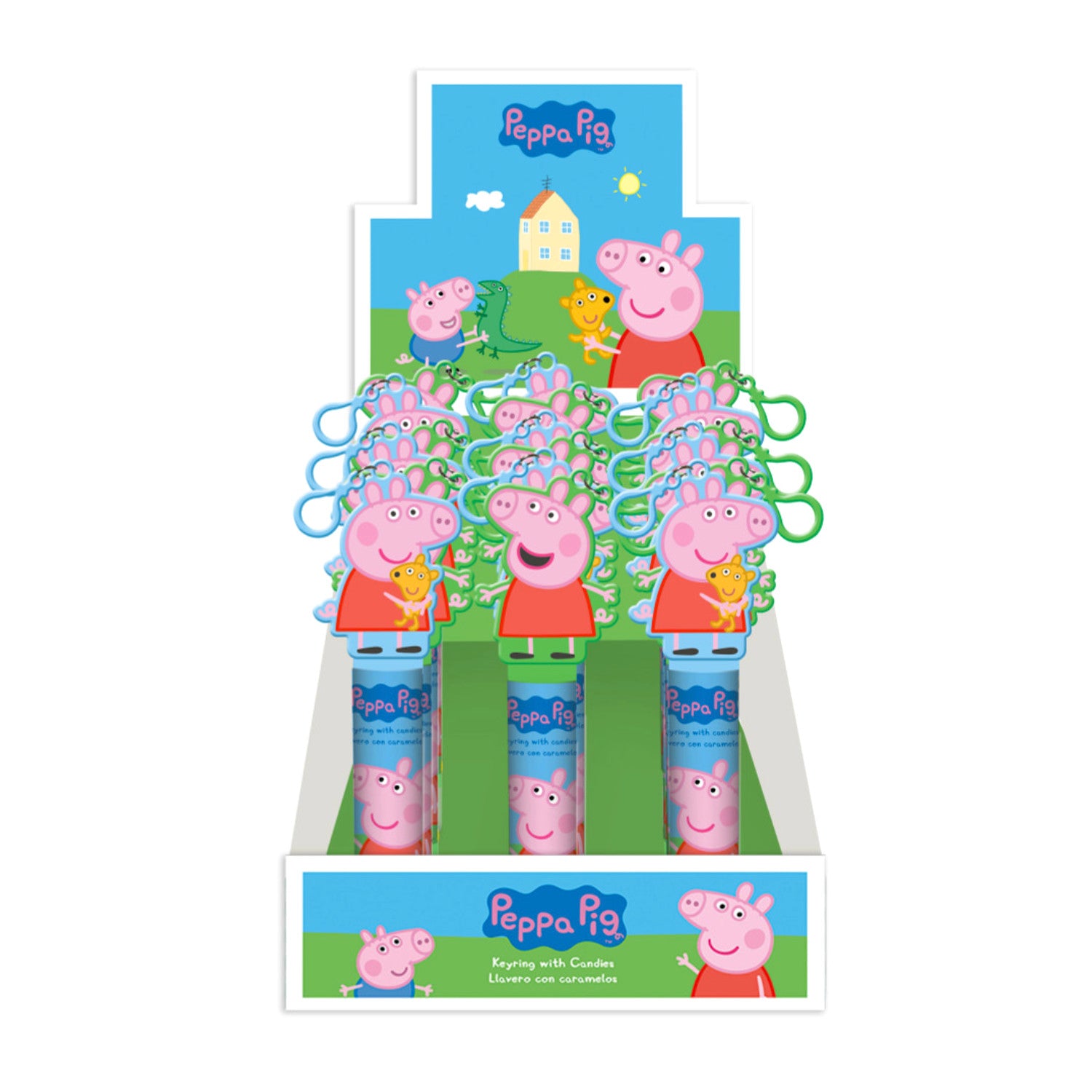 Rose Peppa Pig Keyring & Candy 18 x 10g