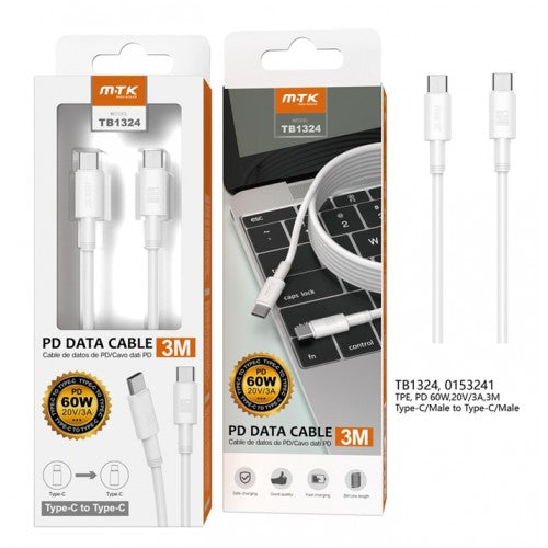 M-TK PD Data Cable 3M Type-C - C White