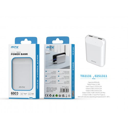 M-TK Power Bank 6000mAh White