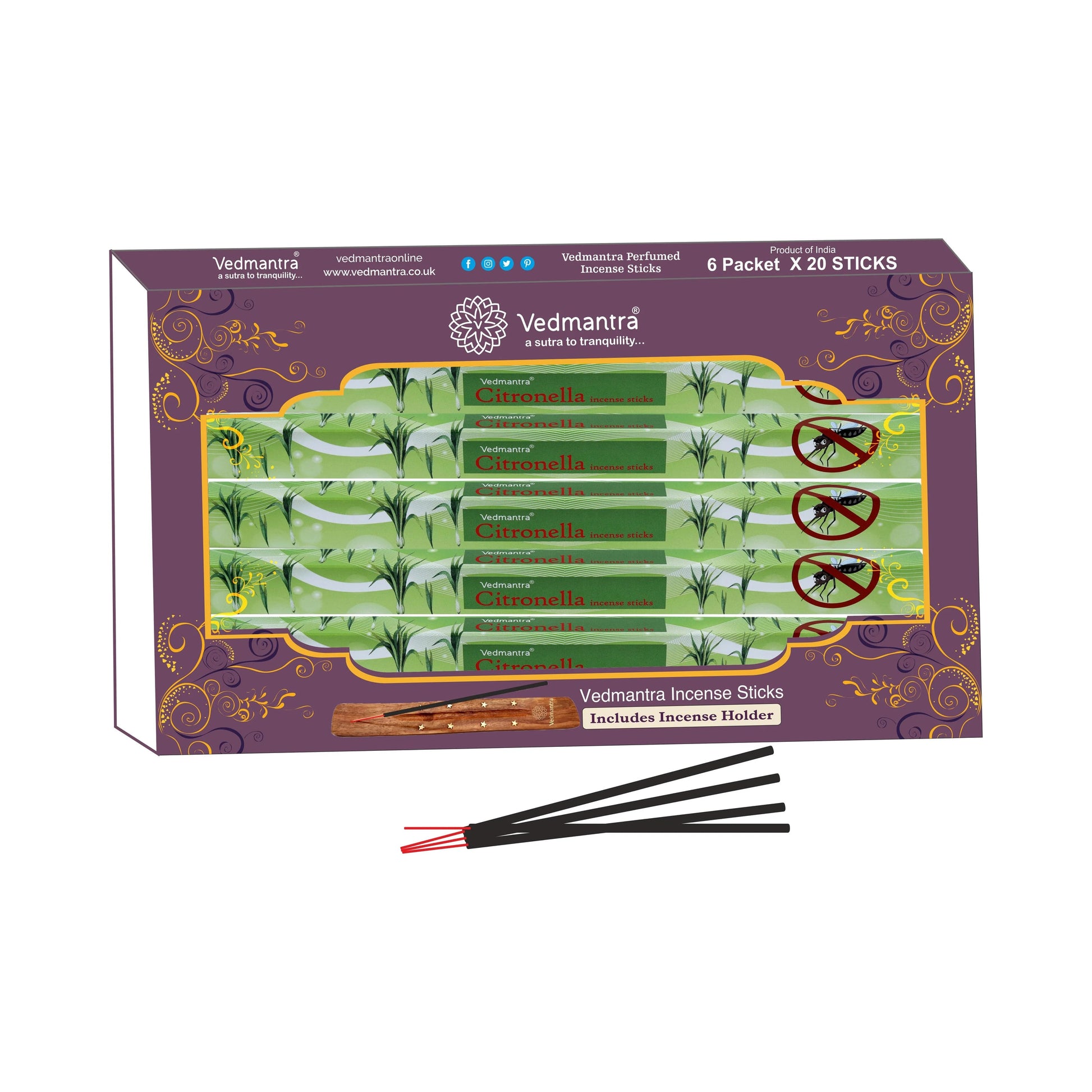 Vedmantra Citronella 20 Sticks x 6 Pk