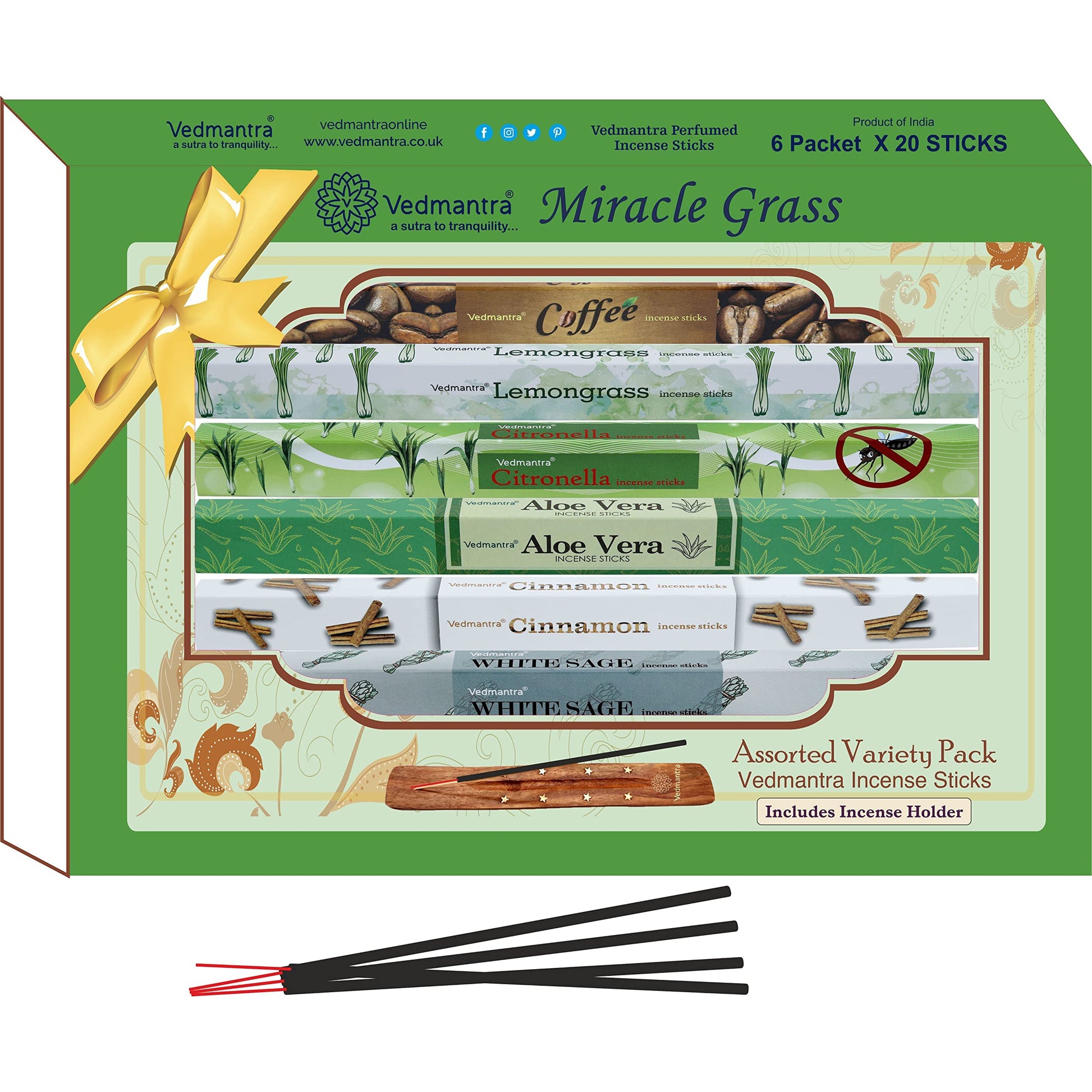 Vedmantra Miracle Grass 20 Sticks x 6 Pk