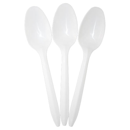 Max Plastic White Dessert Spoons 100 Pk