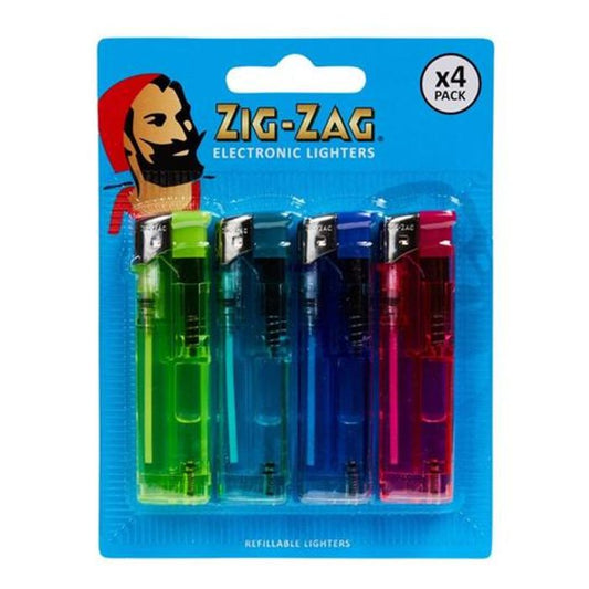 Zig Zag 4 Pk Electronic Lighters 12 Slvs