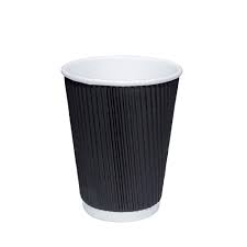 Chefs 80z Ripple Black Coffee Cups 25 Pk