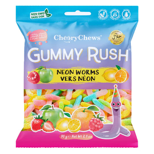 Cheery Gummy Rush Neon Worms 90g x 12